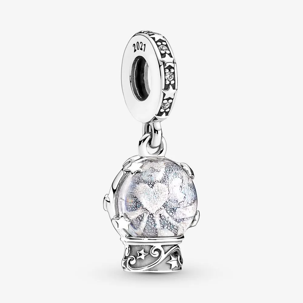 100% 925 Sterling Silver Snow Globe Angelo Ciondola Charms Fit Braccialetto di fascino europeo originale Accessori per gioielli di fidanzamento di nozze di moda