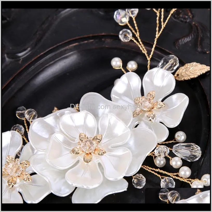 tuanming 1pc wedding hair accessories gold leaf crystal hairband bride crown tiara flower princess headbands women hair jewelry