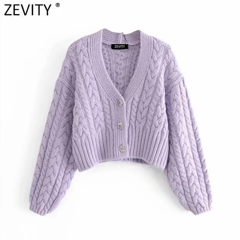 Women V Neck Twist Crochet Cardigan Sweater Ladies Basic Knitting Sweaters Chic Breasted Casual Tops CT634 210416