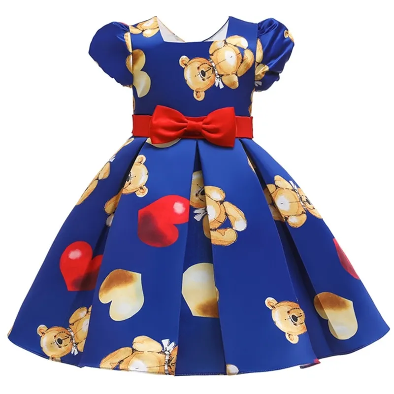 Kız Elbise Noel Çizgili Baskı Bebek Kız Giysileri Çocuklar Doğum Günü Partisi Çocuk Moda Giyim için ES 210508
