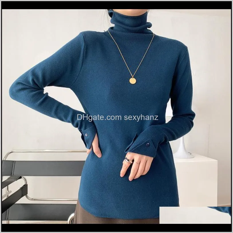 7 colors for women a turtleneck sweater long sleeve bottom soft t-shirt for girls a plain color turtleneck long sleeve sweater f