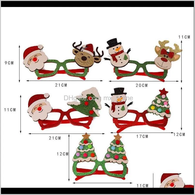 christmas party decorations adult children`s toys santa snowman antler glasses frame glittered eyeglasses kids favors xmas gift