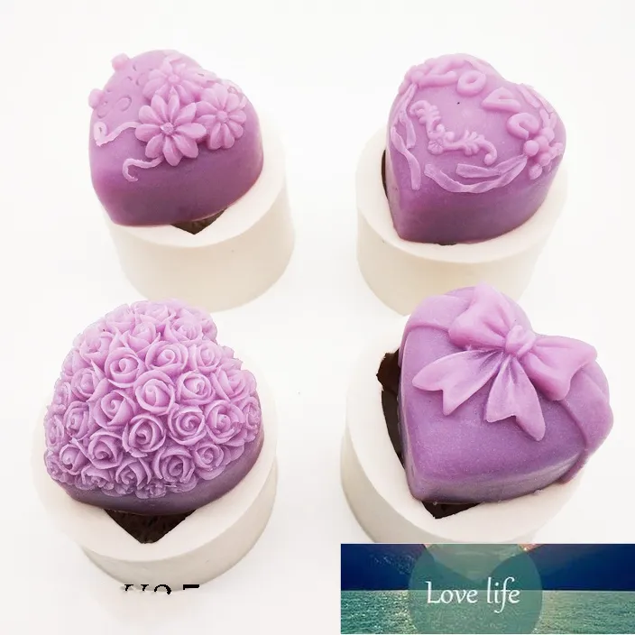ツール3Dシリコーン石鹸金型の心愛バラの花チョコレートポリマー粘土工芸品DIYフォームベースK388