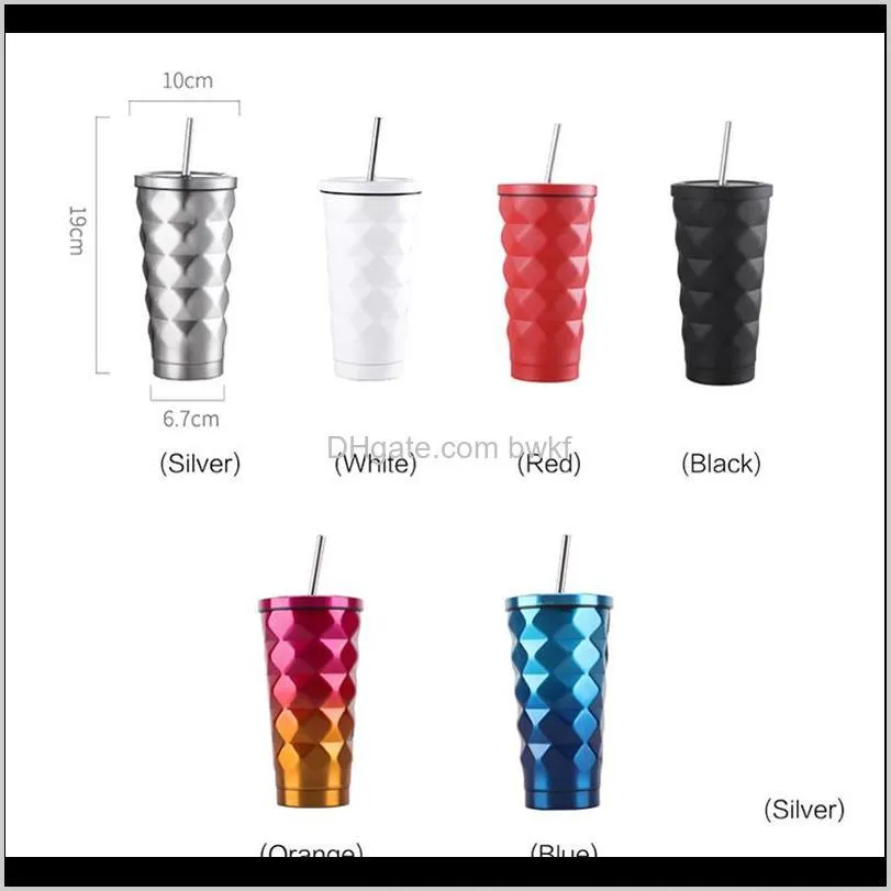 stainless steel insulated cup vacuum flasks water bottle thermos 600ml insulated thermos car travel drink bottle with straw 201204