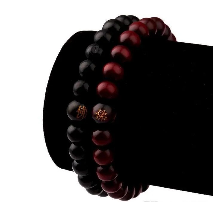 Novos jóias de miçangas masculino preto de madeira marrom pulseiras de sândalo budismo Buda Meditação Homem Hip Hop