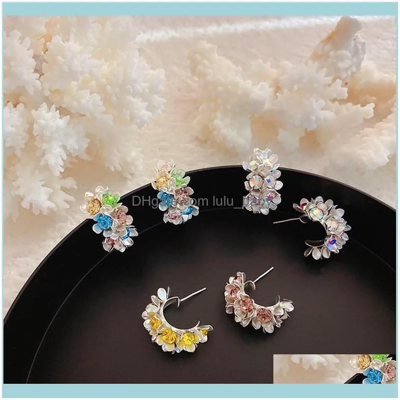Hoop & Huggie Trend Irregular Color Zircon Flower Earring For Women Pendant Colorful Earrings Boho Wedding Jewelery Girl Gift1