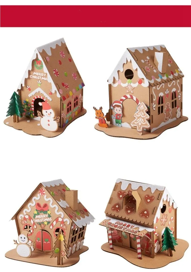 Presentförpackning dagis julkakor hem dekorationer barn handgjorda diy paket ljusa material hemlagad stuga
