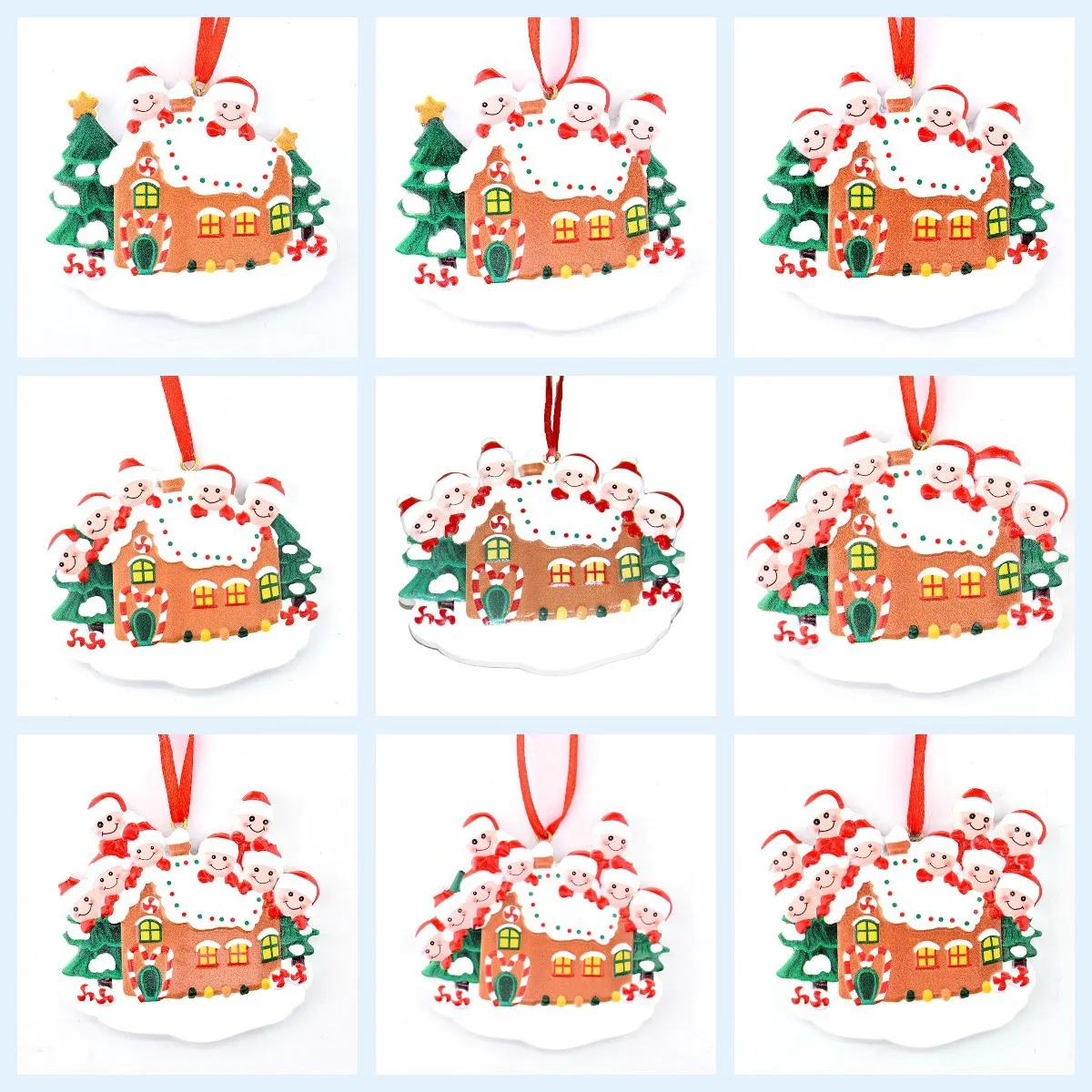 Juldekoration träd hus prydnad födelsedagsfest presentprodukt personlig familj av 2-10 huvud ornament pandemic diy harts tillbehör w-00892