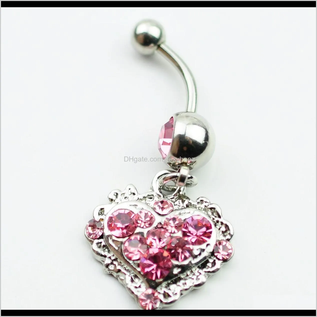 d0623 ( 1 color ) nice heart navel button ring retail selling navel rings body piercing jewelry dangle accessories fashion charm 10pcs
