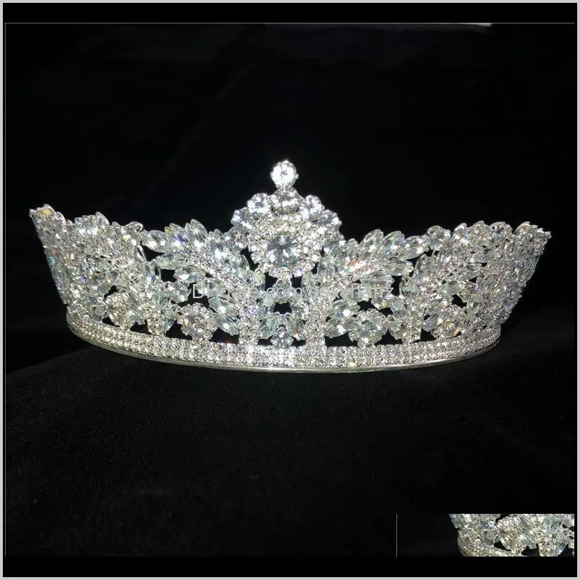 luxury crown headdress fashion exquisite zircon crystal headdress evening dress bridal wedding jewelry headband