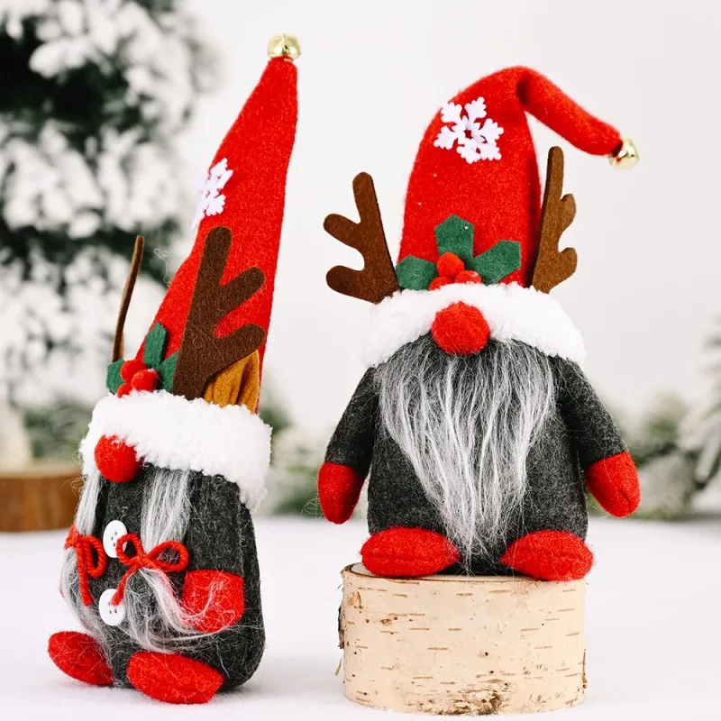 Gnomes Christmas Decor Creative Antlers Dwarf Ornaments Swedish Gnome xmas Faceless Forest Old Man Doll Gifts