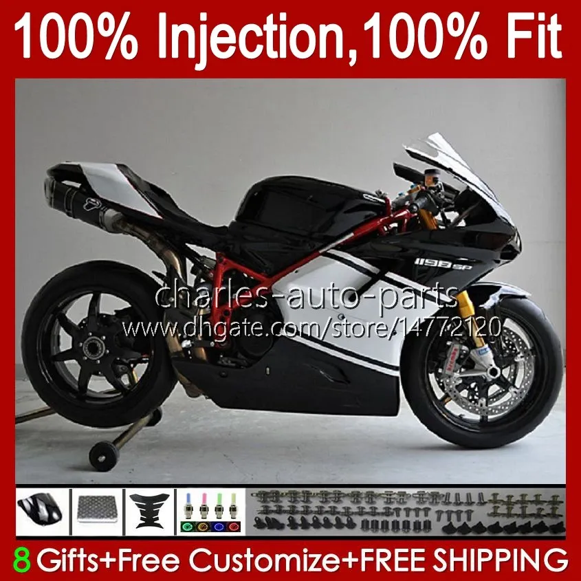 Injection Bodys For DUCATI 1198R 848 1098 1198 S R 2007 2008 2009 2010 2011 2012 18No.49 Bodywork 848S 1098S 1198S 848R 1098R White black 07 08 09 10 11 12 OEM Fairing Kit