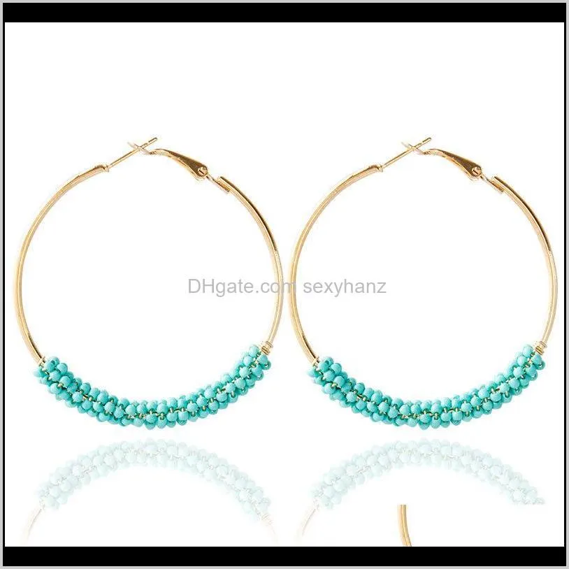 SHUANGR Rice Bead Temperament Ear Buckle Ear Clip Hoop Alloy Round Big Circle Geometric Earrings High quality Big Earrings1