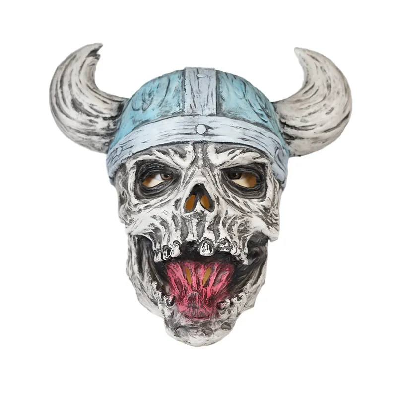 Adult Festival Ugly Latex Horror Mask for Halloween Party Viking Pirate Helmet Skull Cosplay Halloween Costume Props Headgear