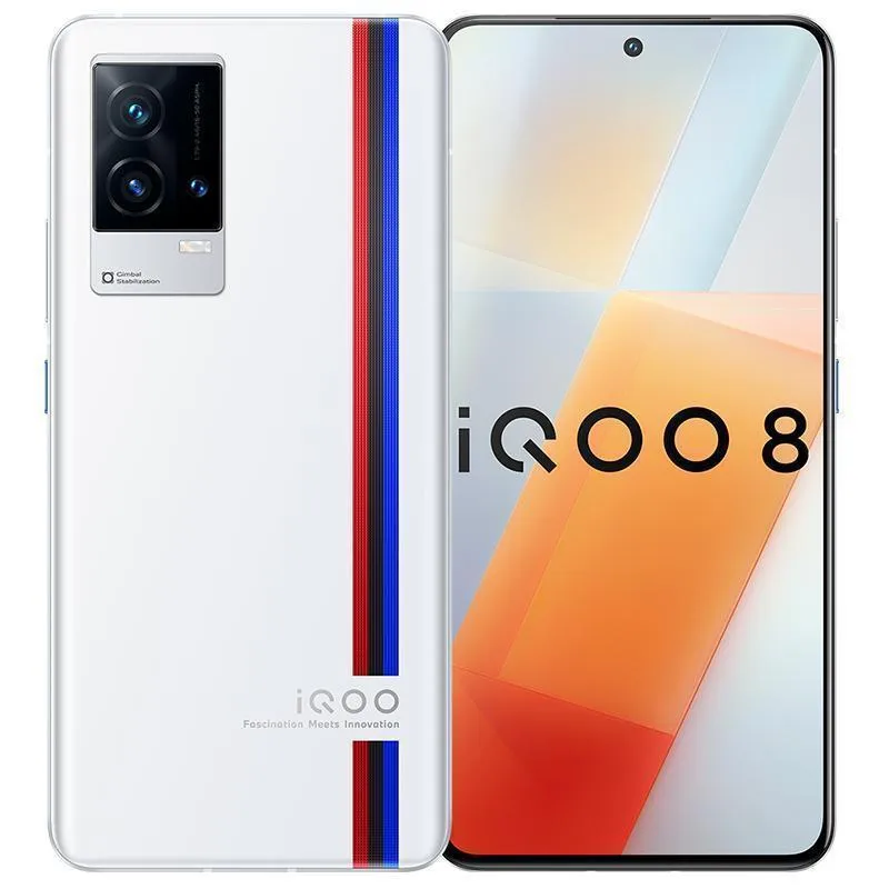 オリジナルのvivo iqoo 8 5g携帯電話12GB RAM 256GB ROM Snapdragon 888 Octa Core 48.0MP AR OTG NFC Android 6.56 "Amoledフルスクリーンの指紋IDフェイスウェイクスマート携帯電話