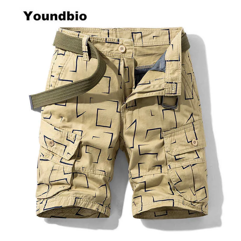 Sommar last shorts män camouflage bomull khaki jogger lösa casual outwear overalls 210714