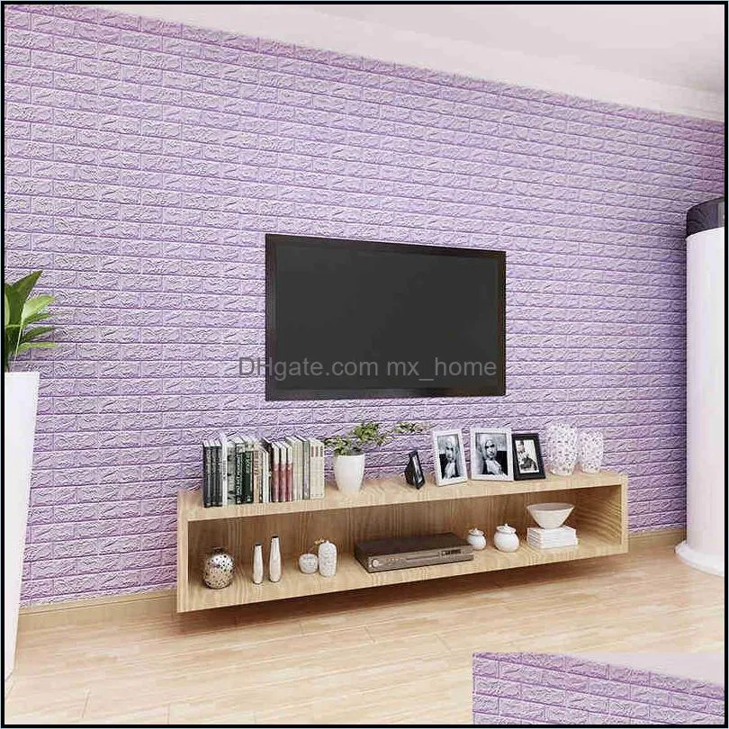 DIY 70*77cm Self Adhensive 3D Brick Stickers Living Decor Foam Waterproof Wall Covering For Kids Room TV1 5T9A