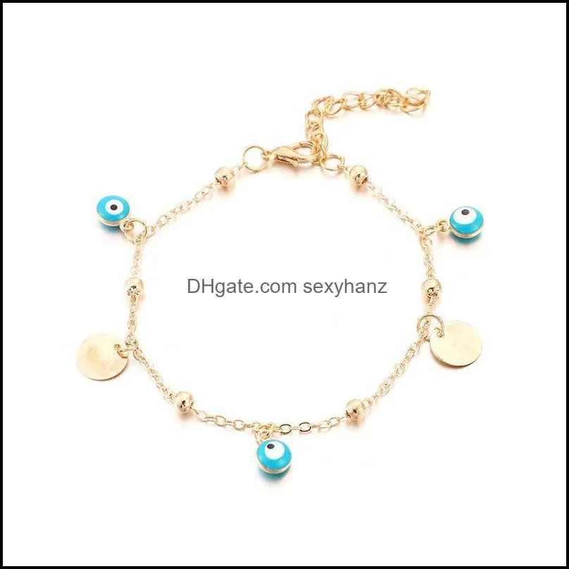 Bohemian Retro Fashion Anklet Personality Stars Blue Eyes Adjustable Charm Chain Ladies Charming Jewelry Gift Accessories Anklets
