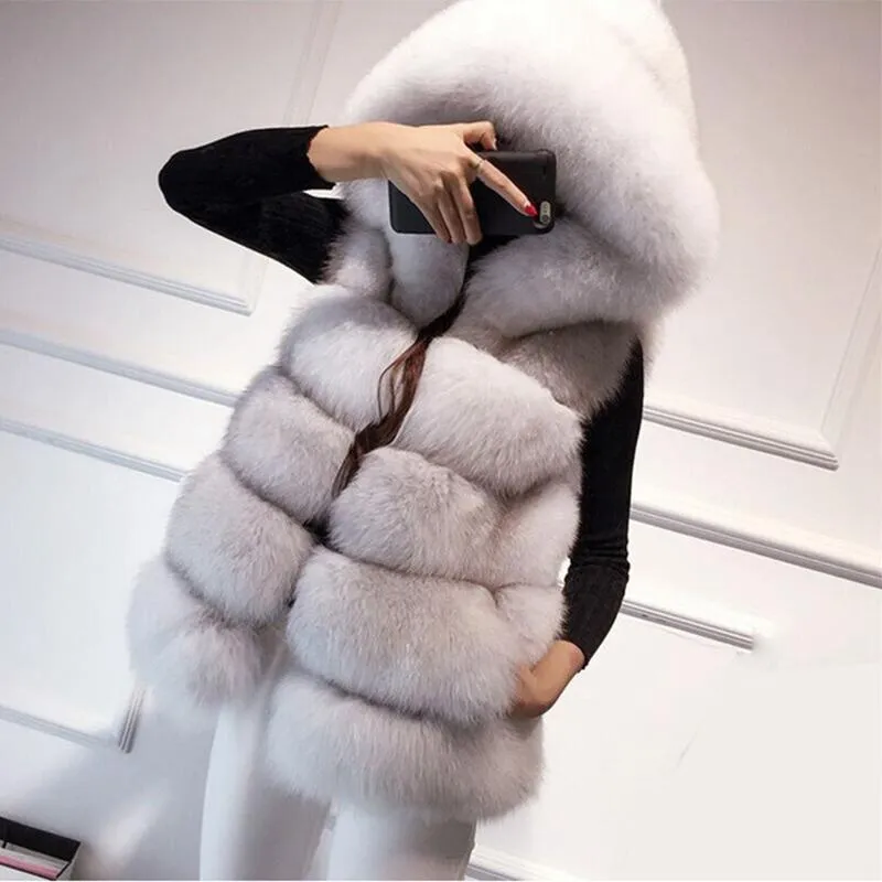 Futra kobiet sztuczny płaszcz kobiety 2023 swobodne bluzy ciepłe szczupłe kamizelka bez rękawów zimowa kurtka casaco feminino