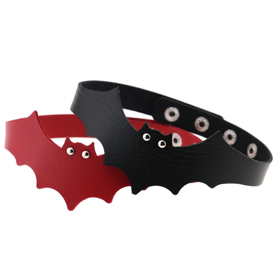 Harajuku Halloween Bat Leather Choker Necklace Simple Punk Gothic Collar Chokers Neck Band necklaces for Women Children Fashion Jewelry Will and Sandy