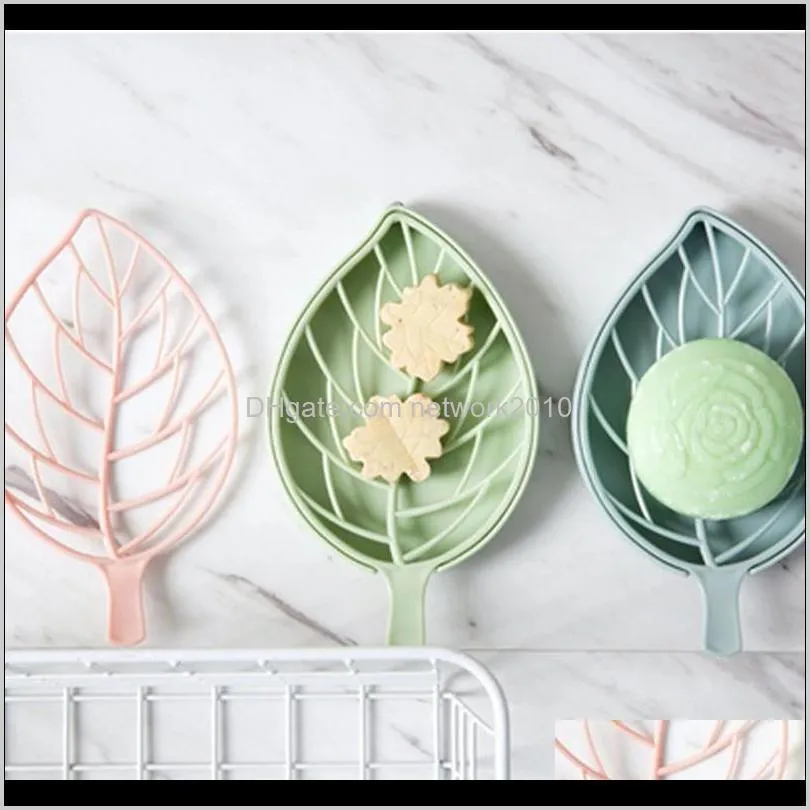 hot double wall plastic leaf shape soap dishes soap tray holder storage soap rack plate box container for bath shower bathroom