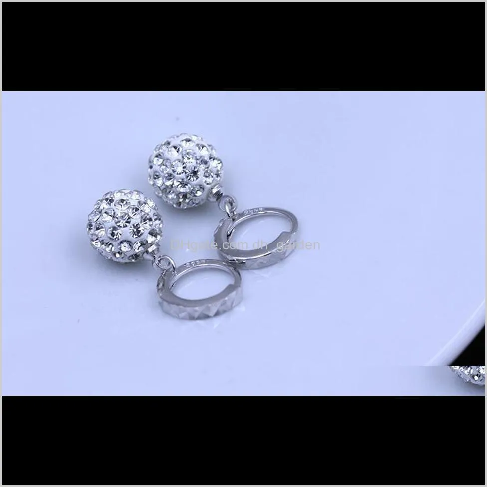 full rhinestone disco ball pendant earrings austrian crystal dangle silver earring women wedding eardrop for party jewelry