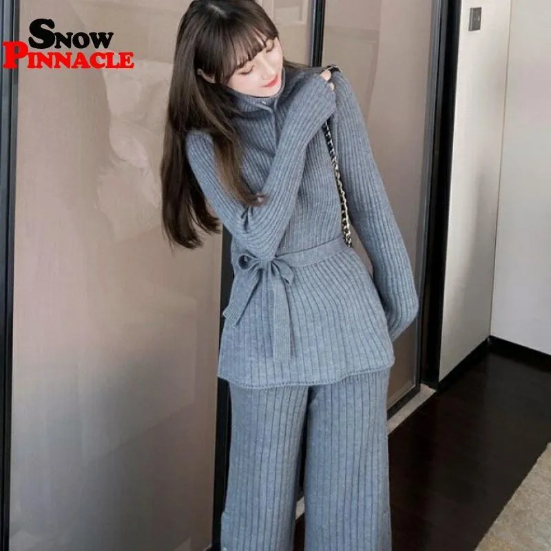 Completo e set maglione da donna Autunno inverno femminile Slim elegante maglione da ufficio da donna pantaloni lunghi costumi da ragazza 210524