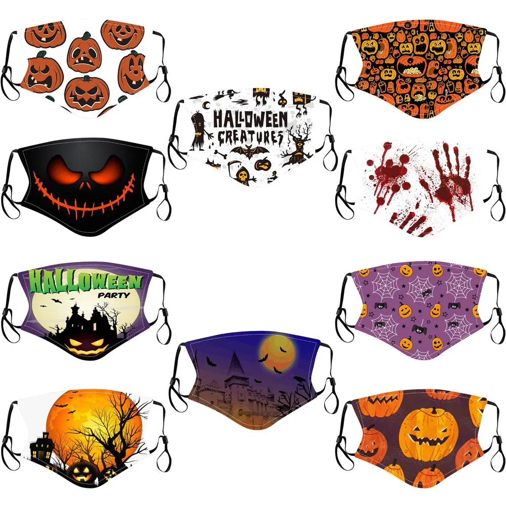 Masque de dessin animé d'Halloween en coton pour enfant et adulte, masques imprimés anti-poussière et coupe-vent