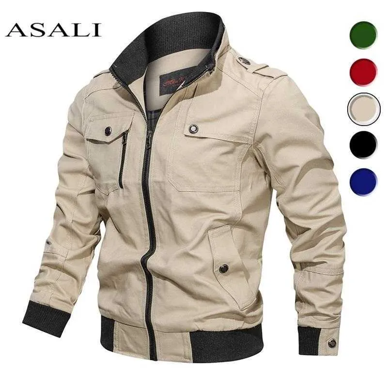 Militaire Jas Mannen Lente Herfst Katoen Windbreaker Pilot Coat Leger Heren Bomber Jassen Cargo Flight Jacket Mannelijke kleding 210707