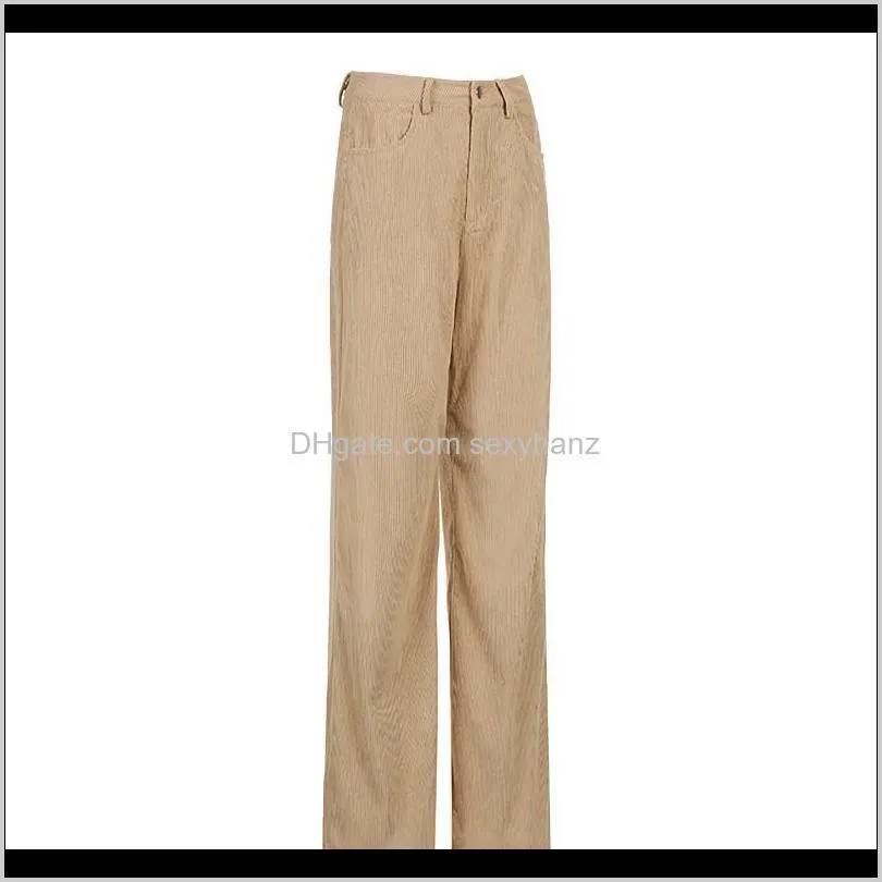 women pants 90s indie streetwear corduroy pants vintage teenager skater girl style baggy fashion high waist brown trousers1