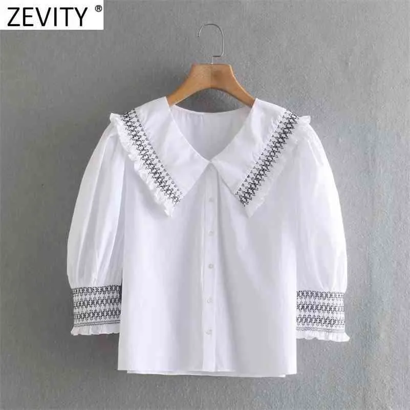 Kvinnor Vintage Agaric Lace Honeycomb Lattice Decoration White Smock Blouse Office Ladies Shirt Chic Blusas Tops LS9021 210416