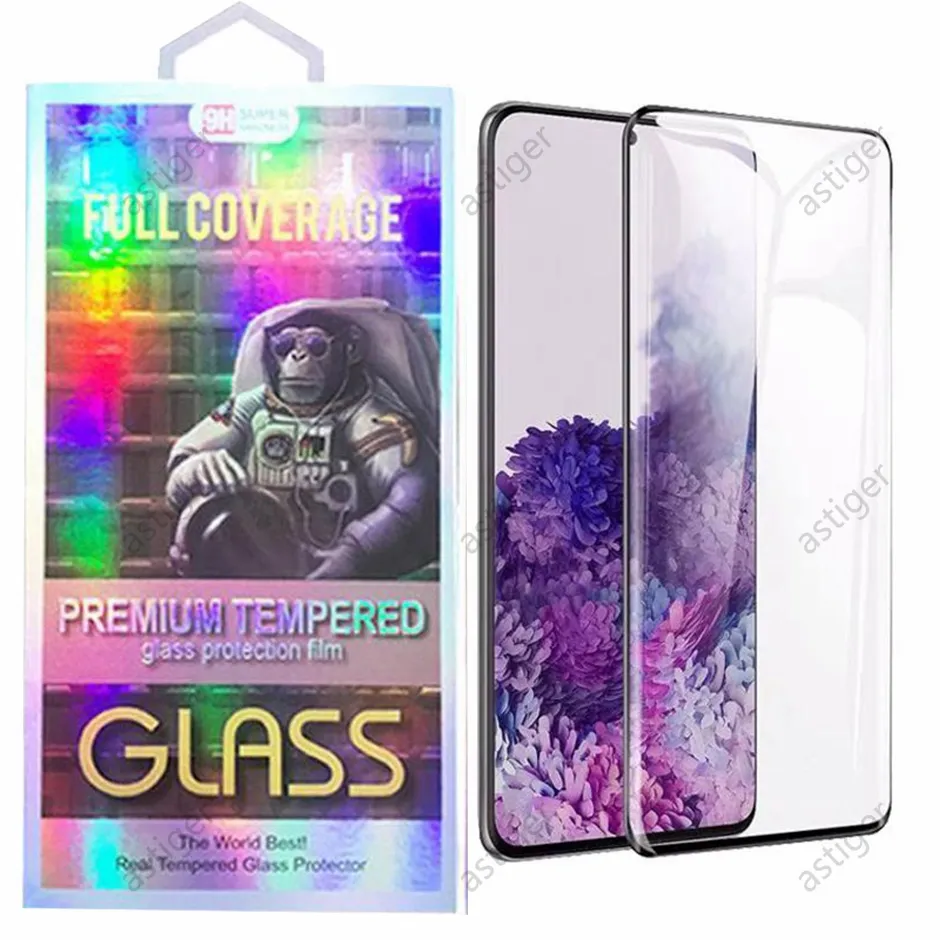 Verre trempé incurvé 3D 10D compatible avec les coques pour Samsung S21 S21Plus S21Ultra S8 S9 S10 Plus Note 9 10 Plus S20 Plus S20 Ultra Note20 Note20Plus avec emballage de vente au détail