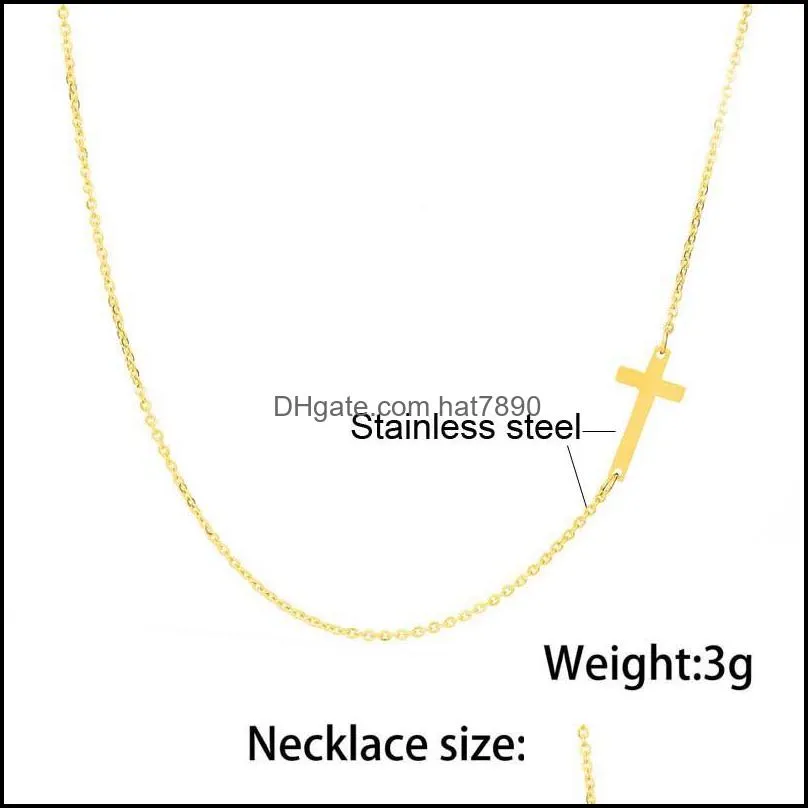 Stainless Steel Necklaces Gold Plated Jesus Tiny Sideways Cross Necklace Dainty Jewelry for Women