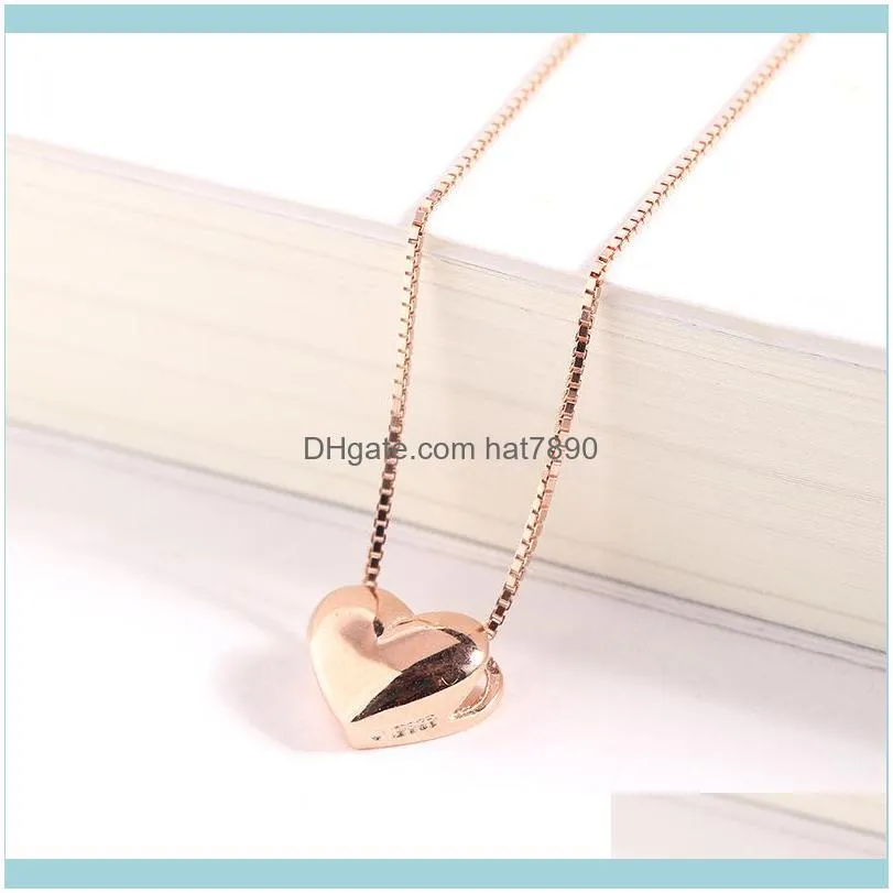 Shishang S925 silver, Japanese Korean all body jewelry, personalized and creative Mini Love Pendant Set chain, three dimensional Heart