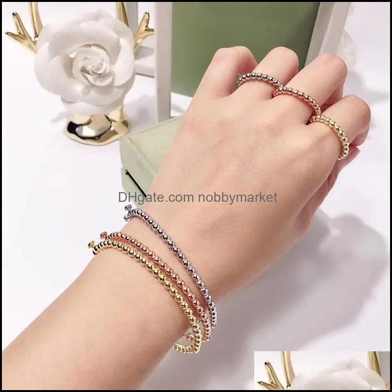 Bangle Armband Smycken Mode Klassisk Märke Luxury Rose Gold Sier Färgpolering Pärlor Armband för Kvinnor Party Designer 210408 Drop Del