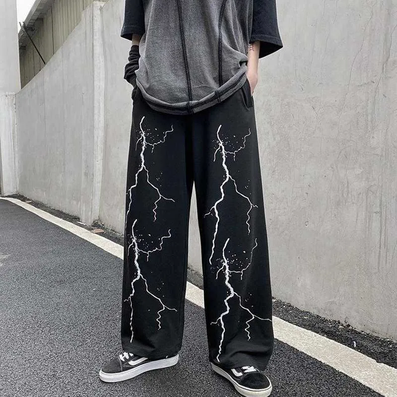 Houzhou Hip Hop Pantalon Automne 2020 Mode Harajuku Pantalon à jambes larges Streetwear Joggers Femmes Lâche Imprimer Taille haute Pantalon Q0801