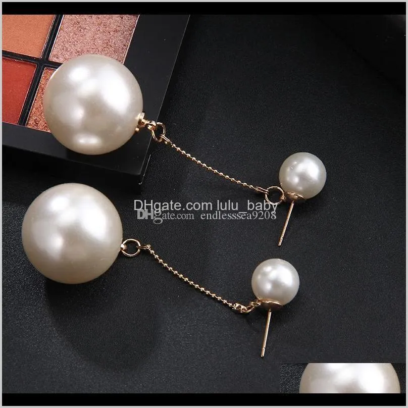 Wedding Jewelry Double Side Big Pearl Earring Wedding Earrings Big Ball Earrings Women Party Bead Ear Jewelry