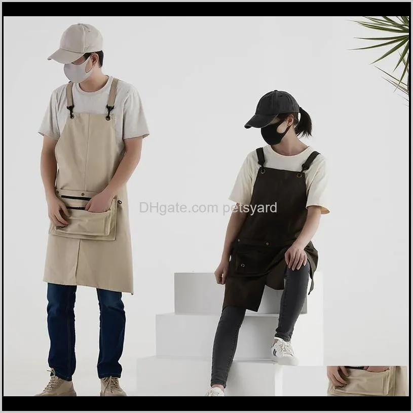 Textiles Home & Gardenunisex Waterproof Apron For Handwork Man Woman Cotton Canvas Antifouling Working Outfit Aprons With Adjustable Strap Wa