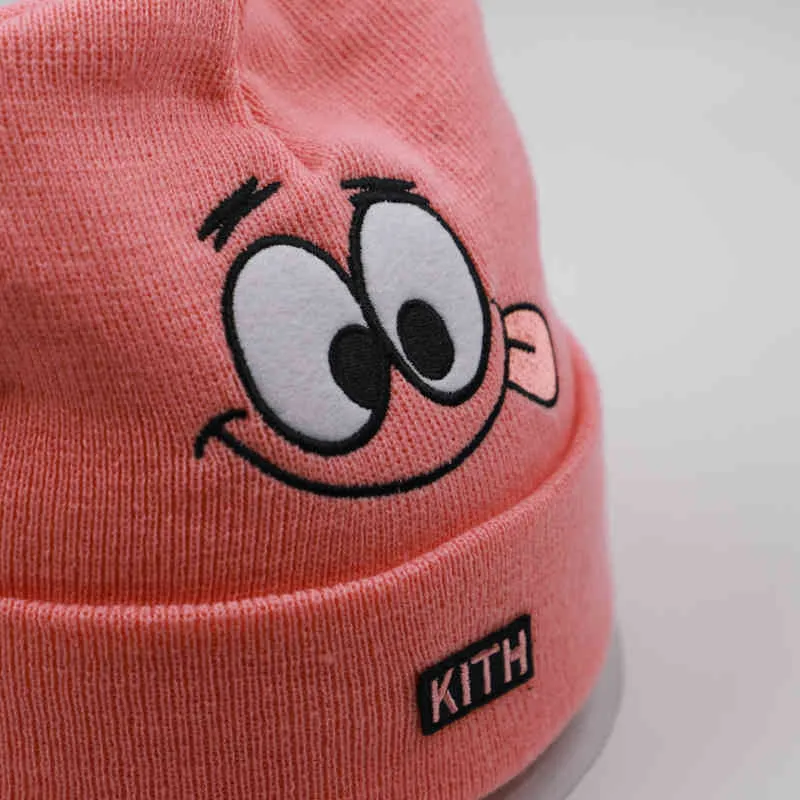 Hatt kith stickad vinter kvinnor söt tecknad hatt rosa sjöstjärna mönster broderi höst vinter utomhus kallt hatztda {kategori}