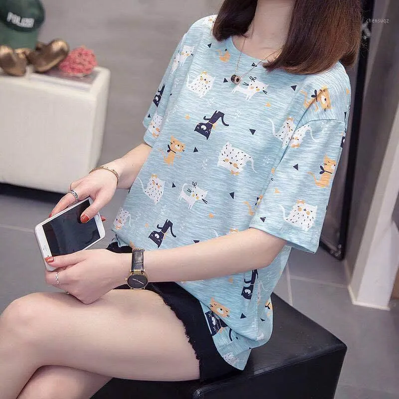 Print T-shirt Fashion Women Short Sleeve Cute Animal Bear Harajuku Top Casual Streetwear Women's Summer Yoga Outfit