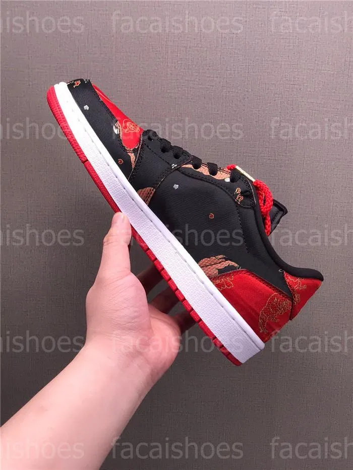 1 Low OG Chinese New Year Skateboard shoes Black University Red Metallic Gold Limited CNY Casual Sneakers DD2233-001