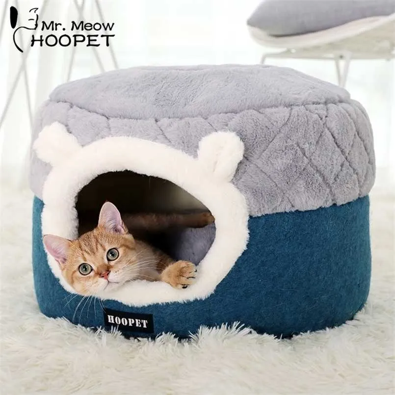 Hoopet Pet Kot Kosz Bed House Ciepłe Kennel Cave For Puppy Home Spanie Teddy Wygodne 211111