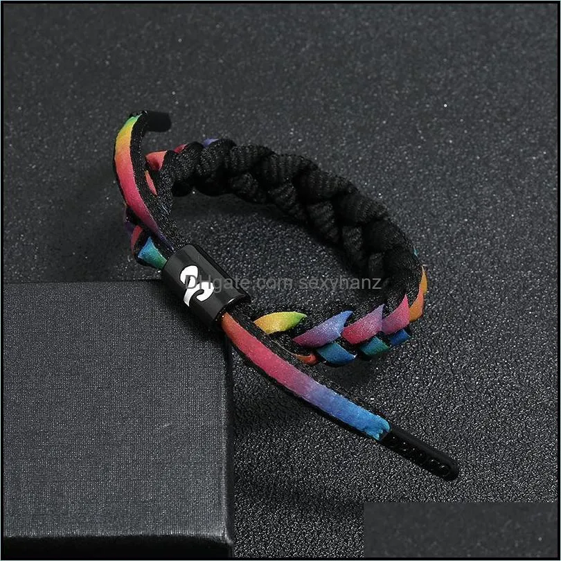 12constellations colorful  bracelet student couple shoelaces braided rainbow color changing hand rope bracelet