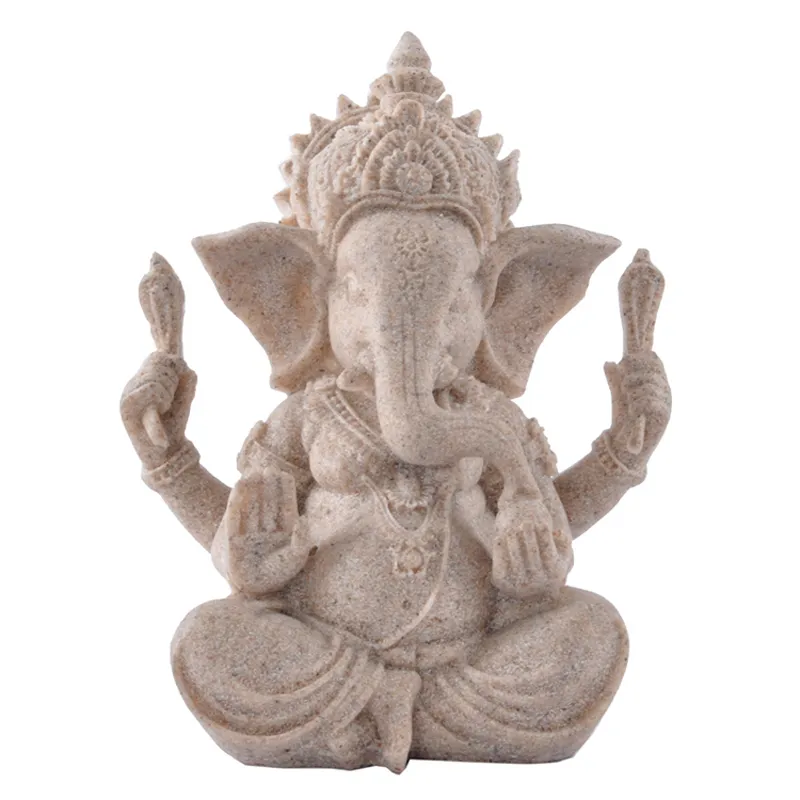 Vintage Sandstone Elephant Indian Ganesha Skulptur för hemkontor Konstdekorationer