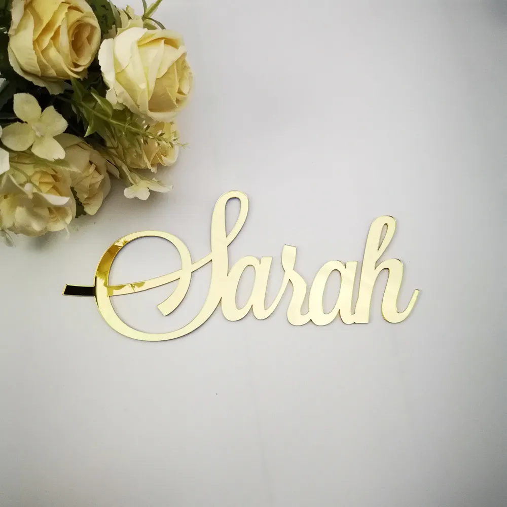 Personalized Baby Shower mirror gold Name Signs,Custom Children Name Color Acrylic Letters,Wall silver Names sign decor (3)