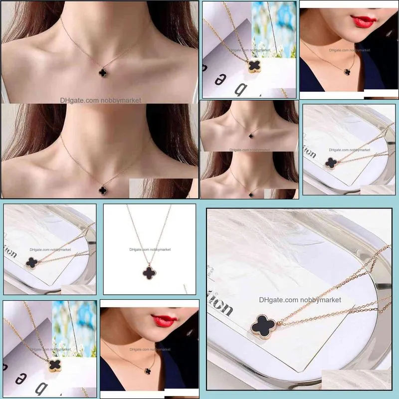 Temperament female 18K Clover Necklace champagne color gold Tanabata Valentine`s Day gift pendant clavicle chain