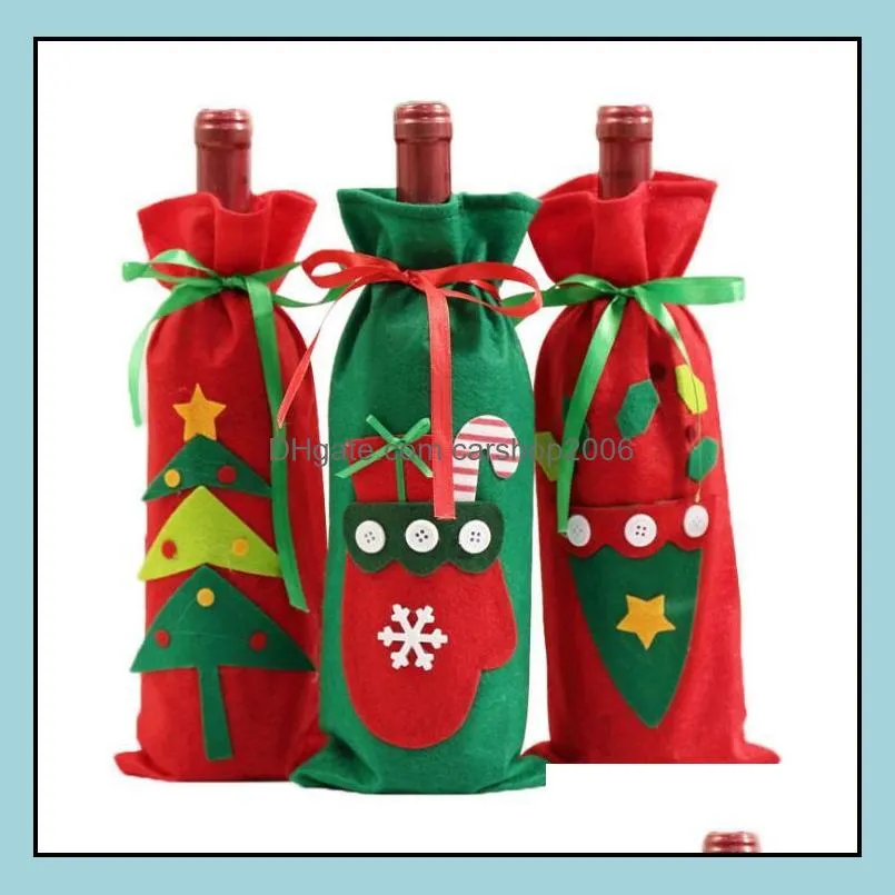 Santa Claus Gift Bags Christmas Decorations Red Wine Bottle Cover Bags Xmas Santa Champagne wine Bag Xmas Gift 30*15CM HWA7442