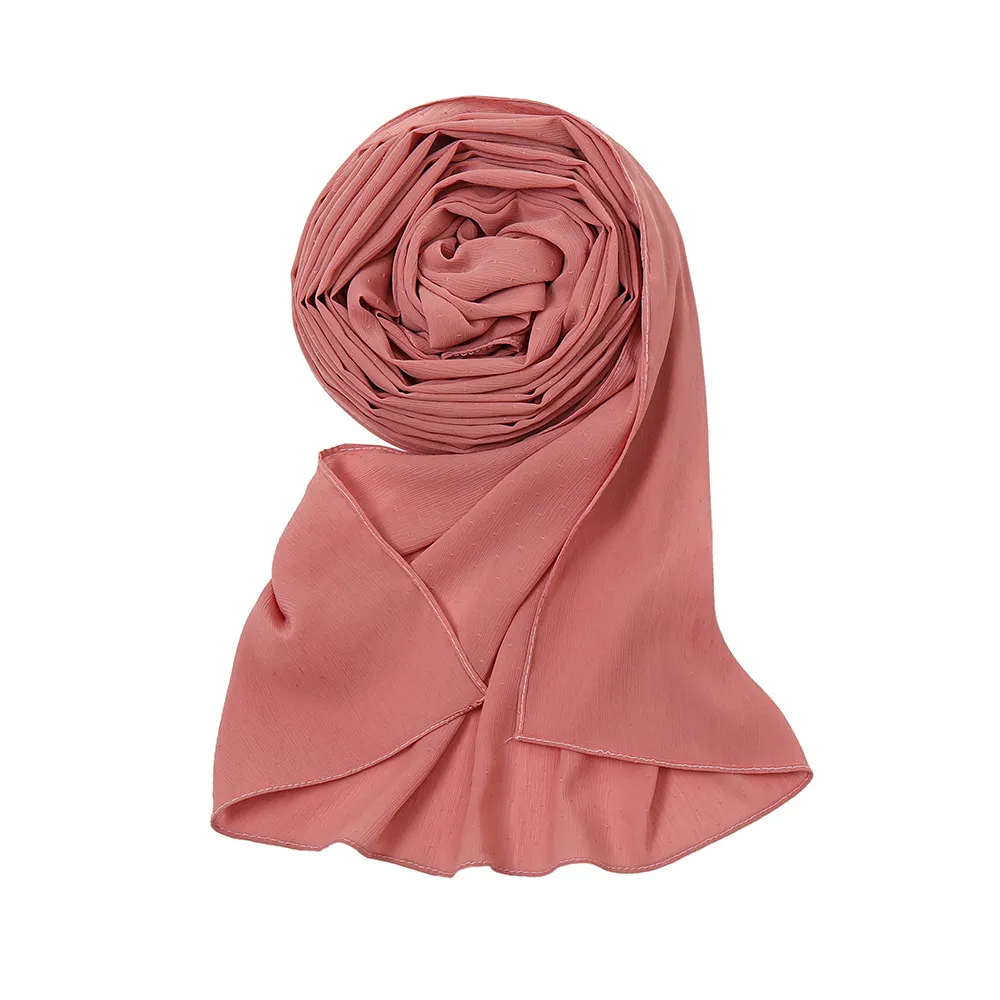 2021 Newest Crinkle Chiffon Dot Hijabs Shawls Scarves Muslim Fashion Headscarf Turbans Large Size Head Wraps 1PC Retail