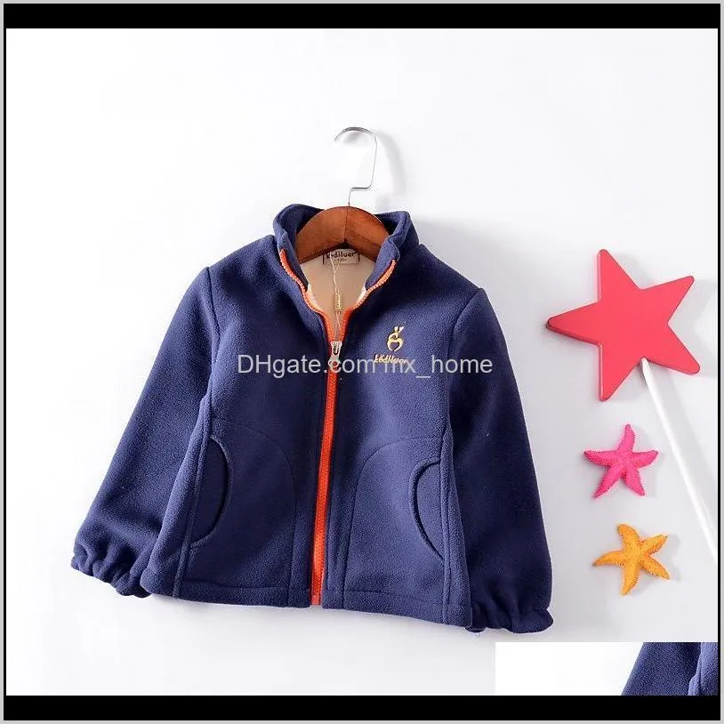 new boys and girls tops double-sided wear children`s stand collar jacket winter children`s wear baby outwear