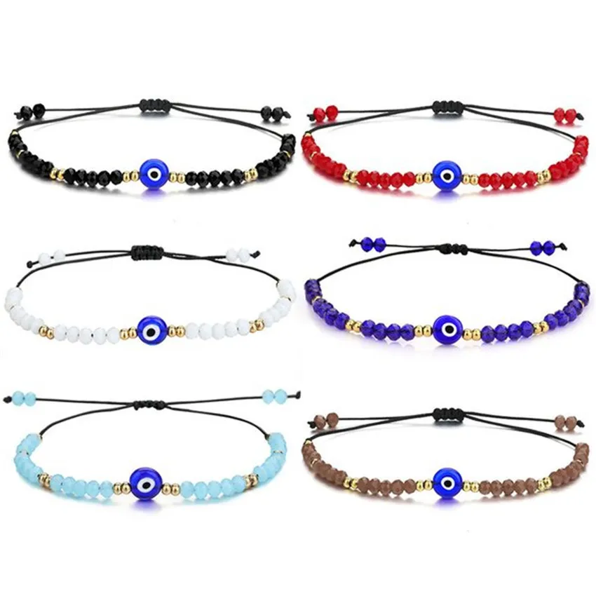 Handmade trançado azul pulseira jóias colorido cristal grânulos pulseiras para as mulheres menina